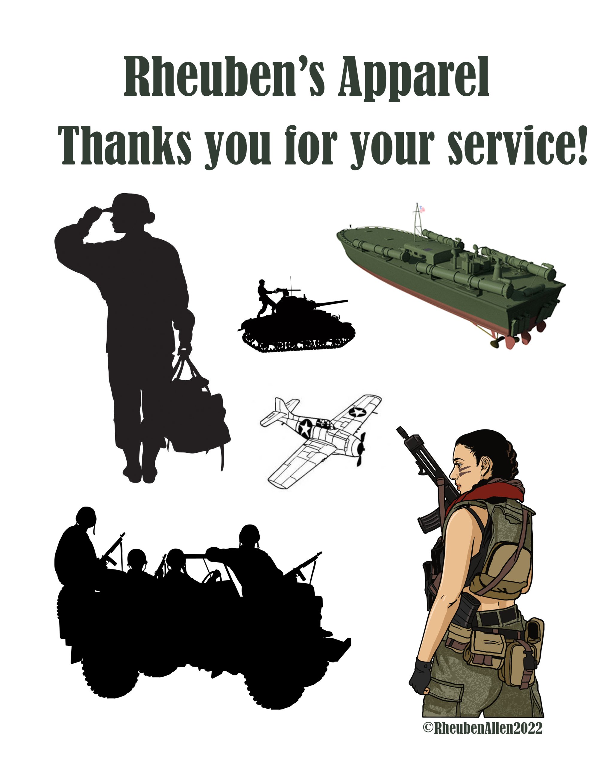 Rheuben's Apparel Thanks you for your service.